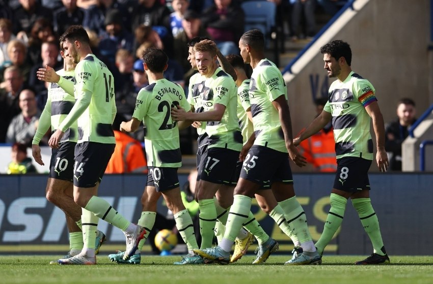 Kevin de Bruyne, do Manchester City, comemorando gol