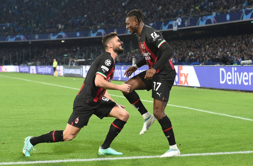 Giroud e Rafael Leão, do Milan