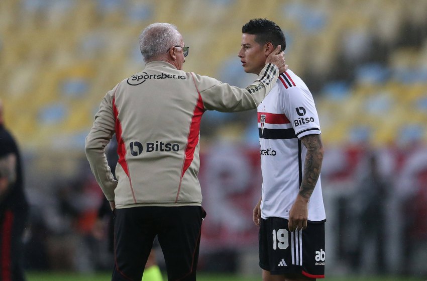 Dorival Júnior e James Rodríguez, do São Paulo