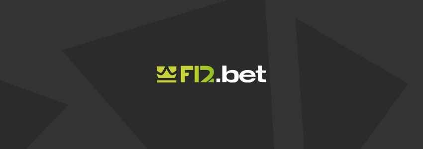 Divulgação da F12.bet no SDA. A marca da casa de apostas aparece ao centro, em tons de verde e branco, contra fundo estilizado com a identidade visual do site.