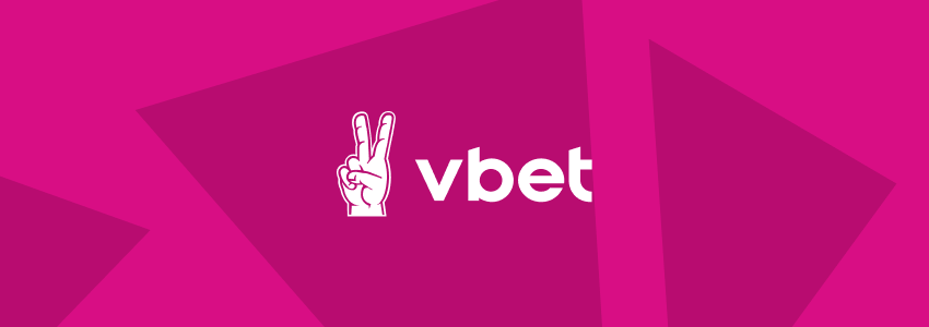 Divulgação da VBET no SDA. A marca da casa de apostas aparece ao centro, em tom branco, contra fundo estilizado com a identidade visual do site.