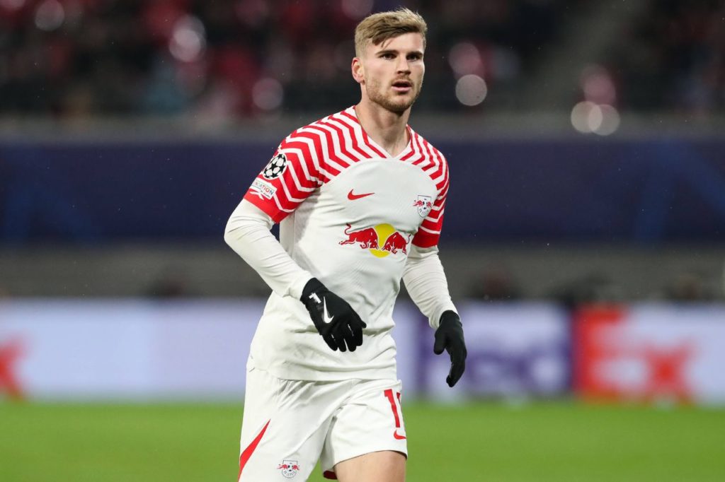 Centroavante Timo Werner, novo reforço do Tottenha, em jogo do RB Leipzig