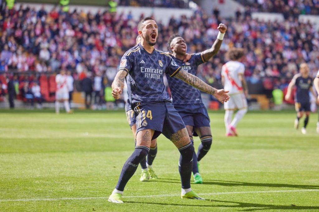 Joselu marca o gol do Real Madrid no empate com o Rayo Vallecano