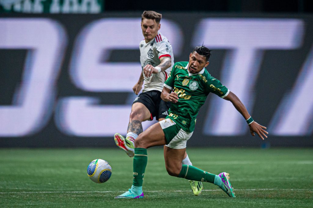 Palmeiras X Flamengo durante uma partida no Allianz Parque.