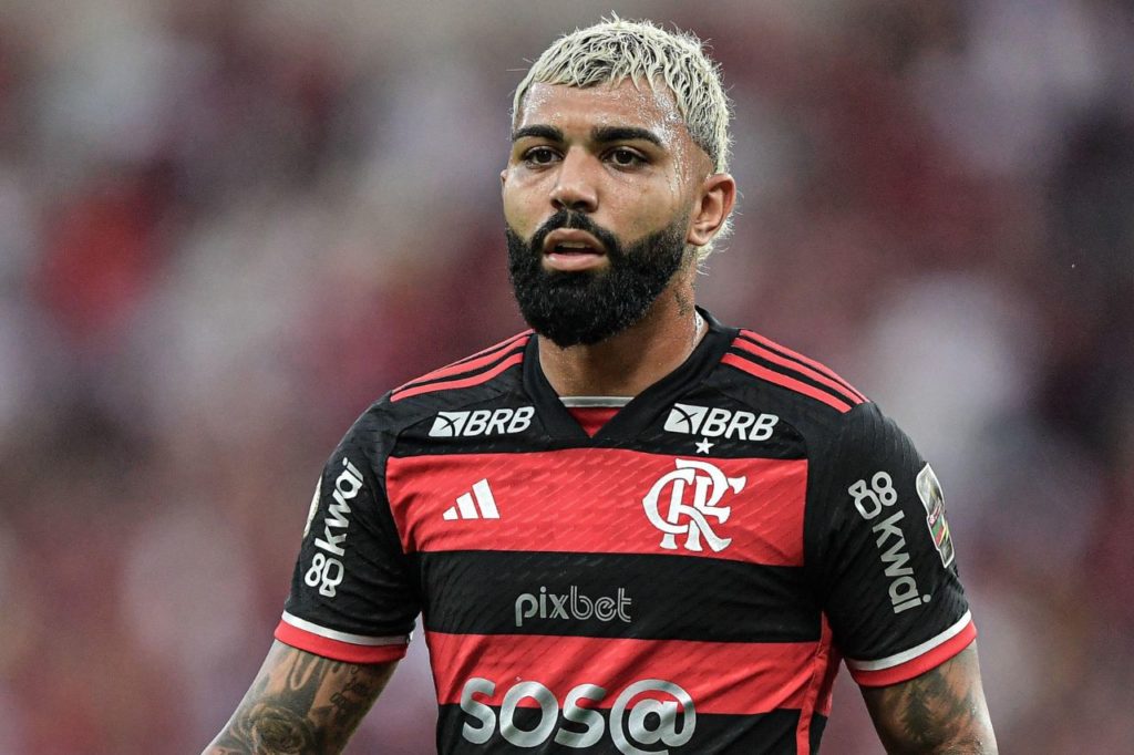 Atacante Gabriel Barbosa em jogo do Flamengo no Brasileirão