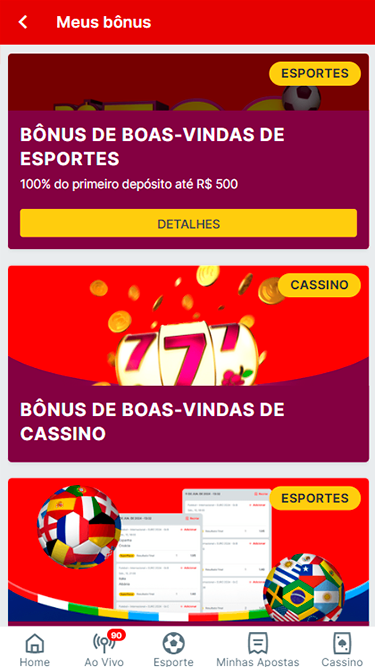 Captura de tela da página de promoções da Superbet com as ofertas disponíveis no momento: bônus de boas-vindas de esportes de 100% até R$500, bônus de boas-vindas de cassino, etc. 