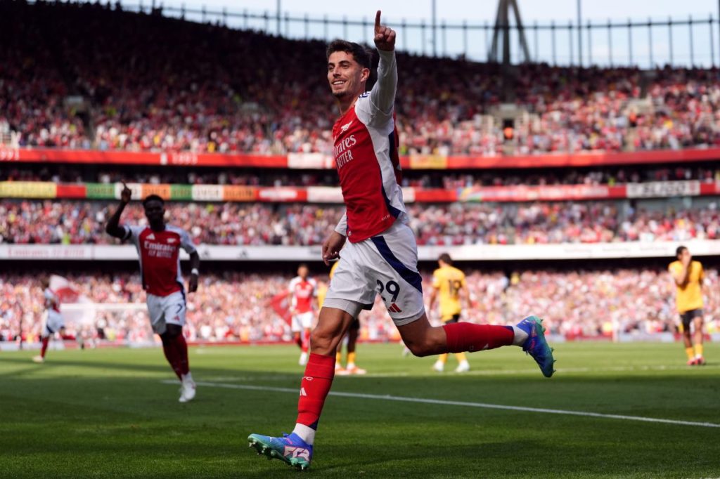 Kai Havertz comemora gol pelo Arsenal na Premier League