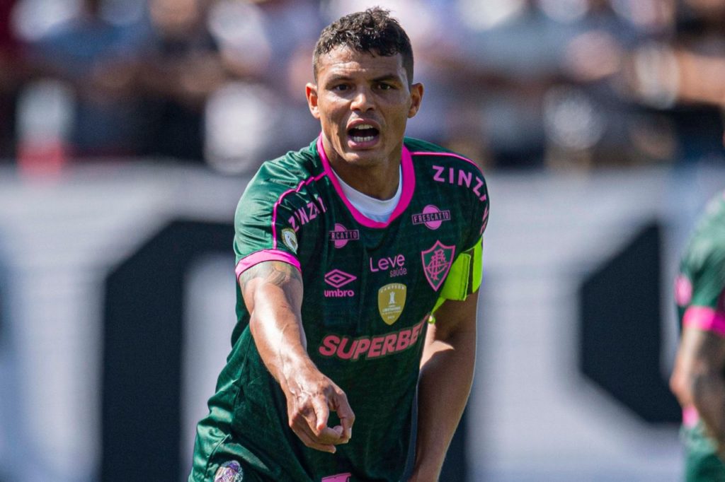 Zagueiro Thiago Silva em jogo do Fluminense no Brasileiro