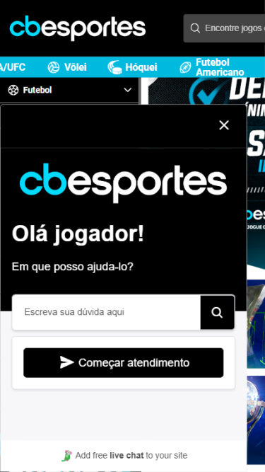 Chat ao vivo da CBesportes está disponível 24 horas.