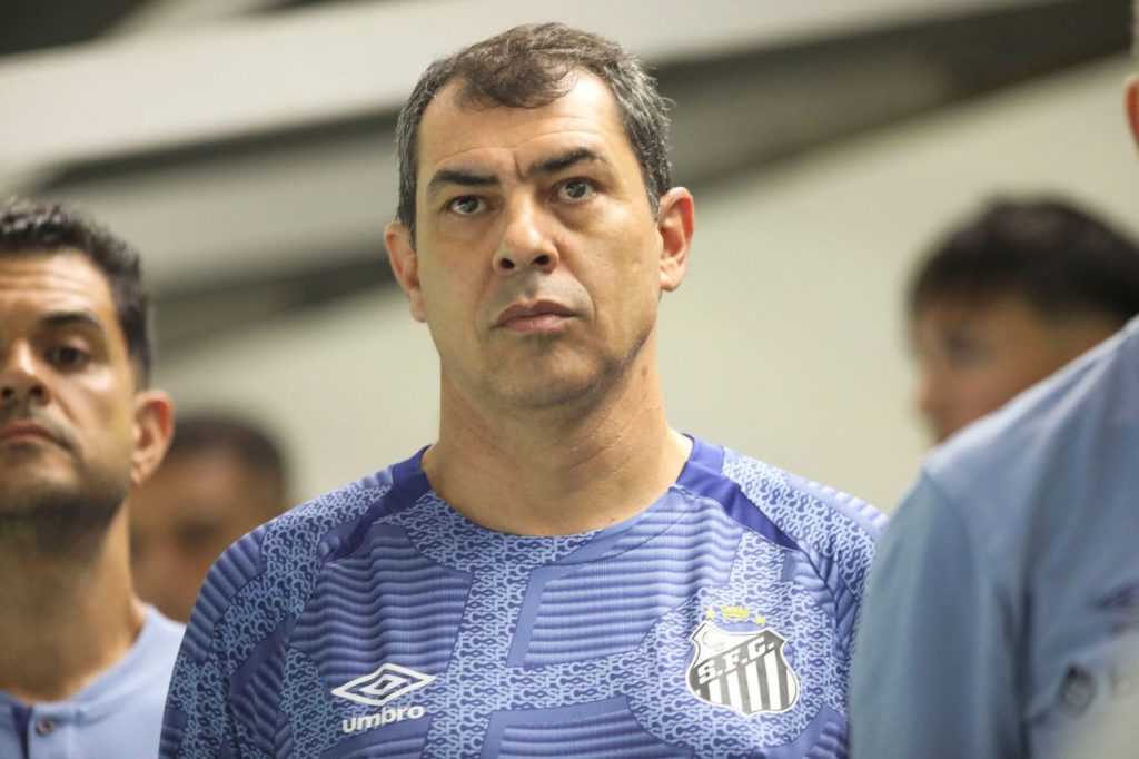 Técnico Fábio Carille em jogo do Santos na Série B do Brasileiro