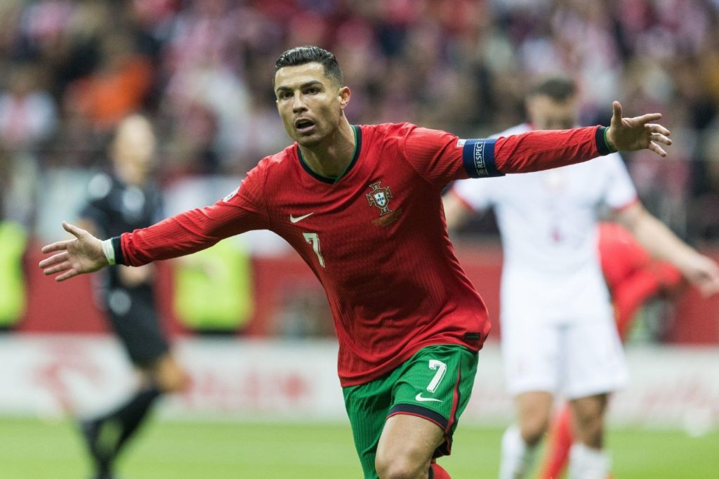 Atacante Cristiano Ronaldo comemora gol de Portugal na Liga das Nações