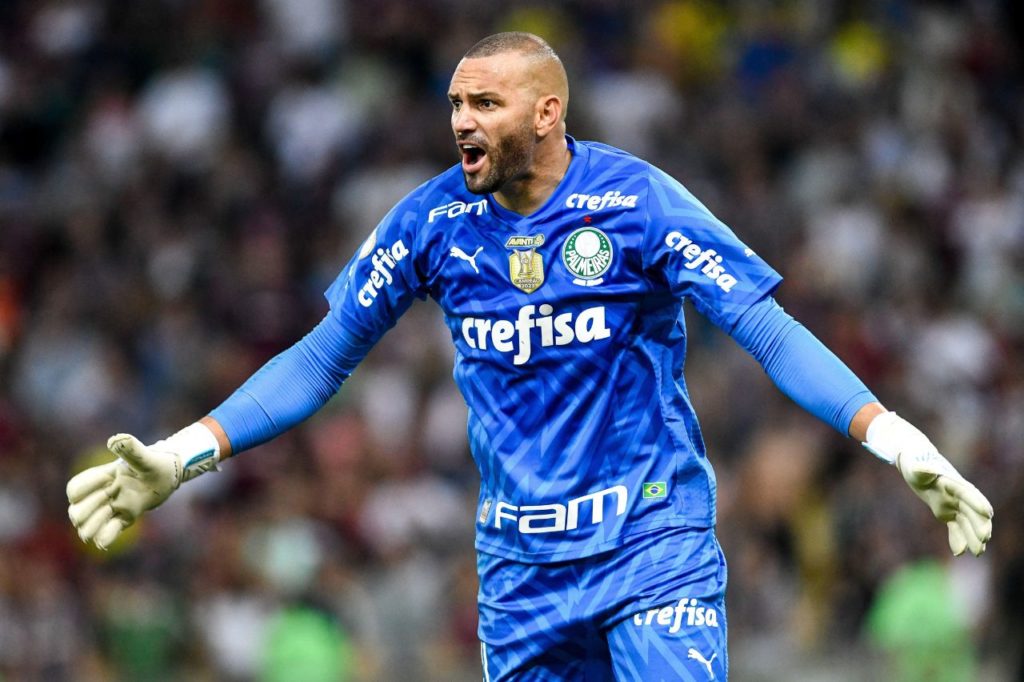 Goleiro Weverton em jogo do Palmeiras